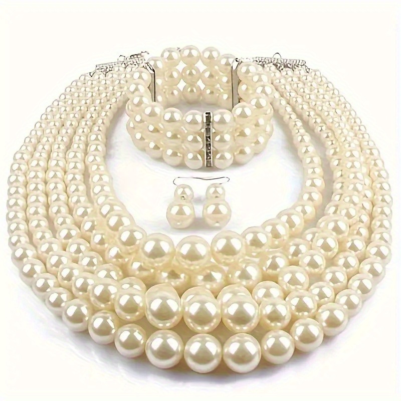 TEMU 3pcs Luxurious Ladies ' Jewelry Set Elegant Necklace Bracelet And Earrings Ideal For At Parties And Banquets