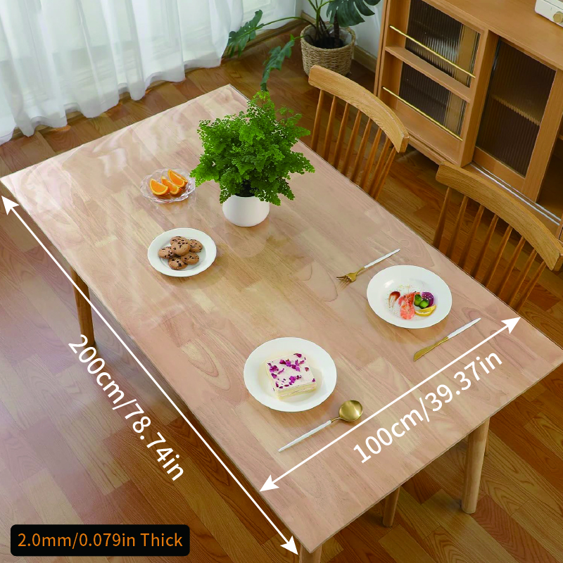 TEMU Clear Table Cover Protector, 2.0mm Thick Plastic Table Cover, Table Protector For Dining Room Table, Vinyl Tablecloth Table Pad Mat For Kitchen,