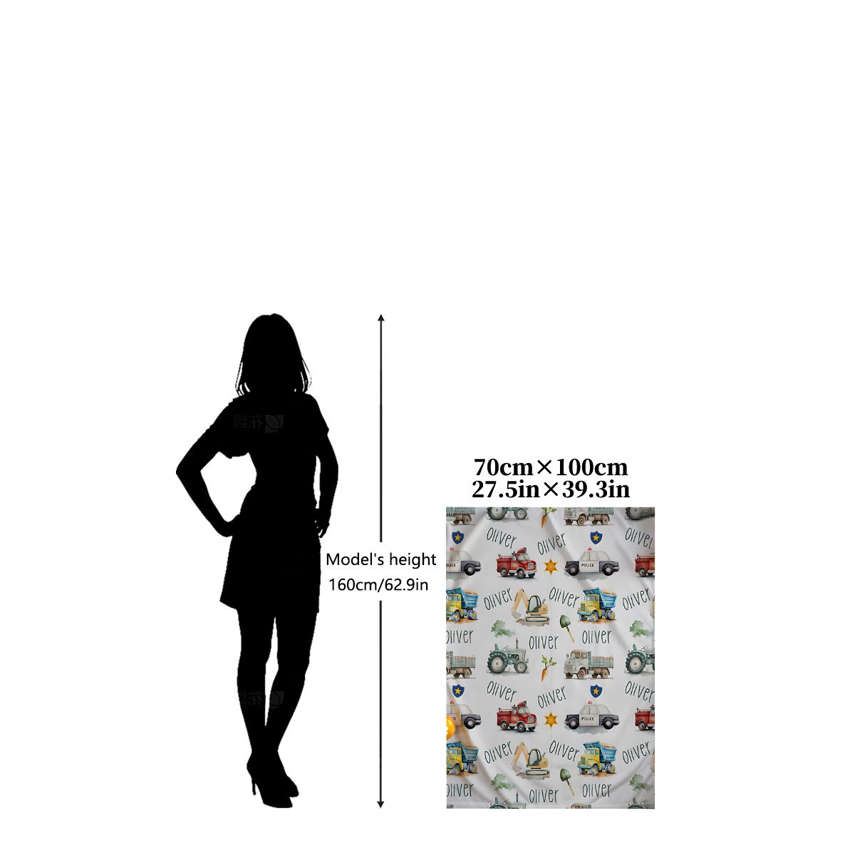 TEMU 1 Couverture personnalisée ultra-douce avec nom pour véhicules de chantier, douce et confortable, multi-usage, convient pour le camping air, la