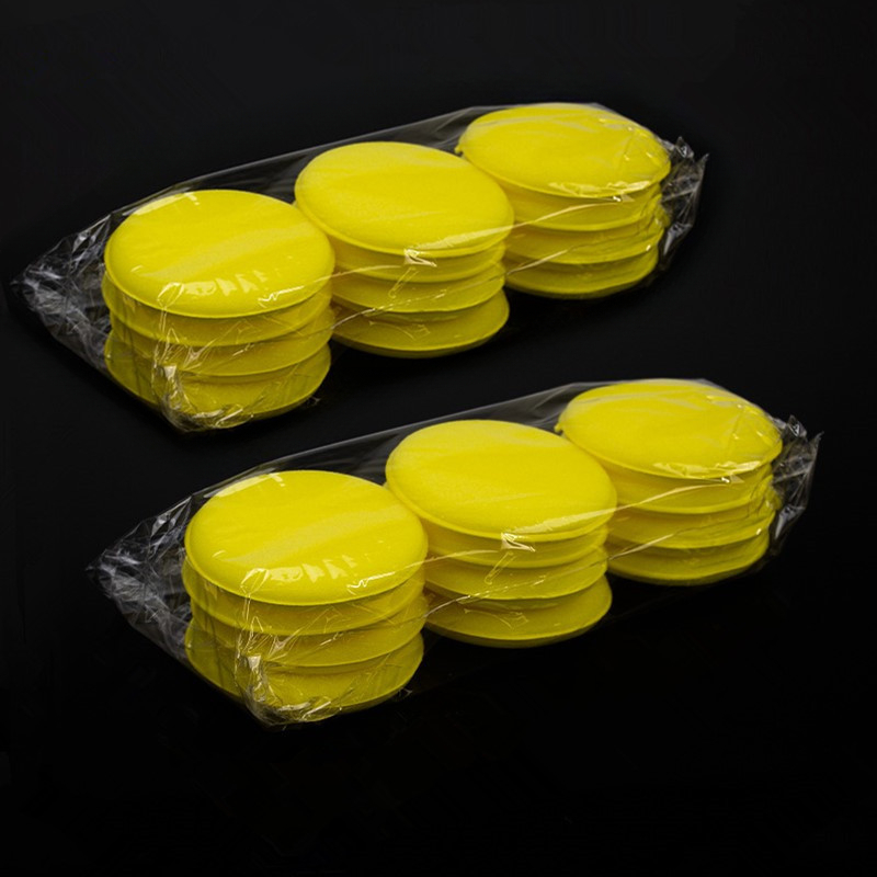 24pcs Round Car Motorcycle Waxing Polish Sponges Foam Applicator Pads, Handheld Washing Cleaning Brush, Auto Accessories