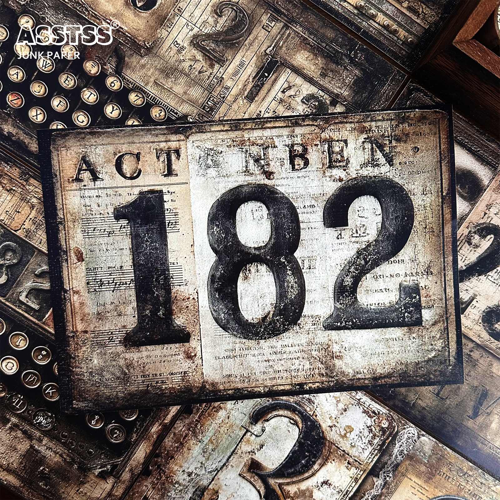 TEMU Asstss 20-sheet A5 Vintage Industrial License Plate Typewriter Paper Pads Suitable For Arts Crafts, Scrapbooking, Junk Journals, Collage