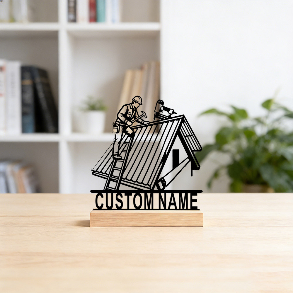 TEMU 1pc Collectible Figurines Custom Metal Sign Personalized Desktop Decor Unique Gift For Construction Worker Home Office Garage Decor