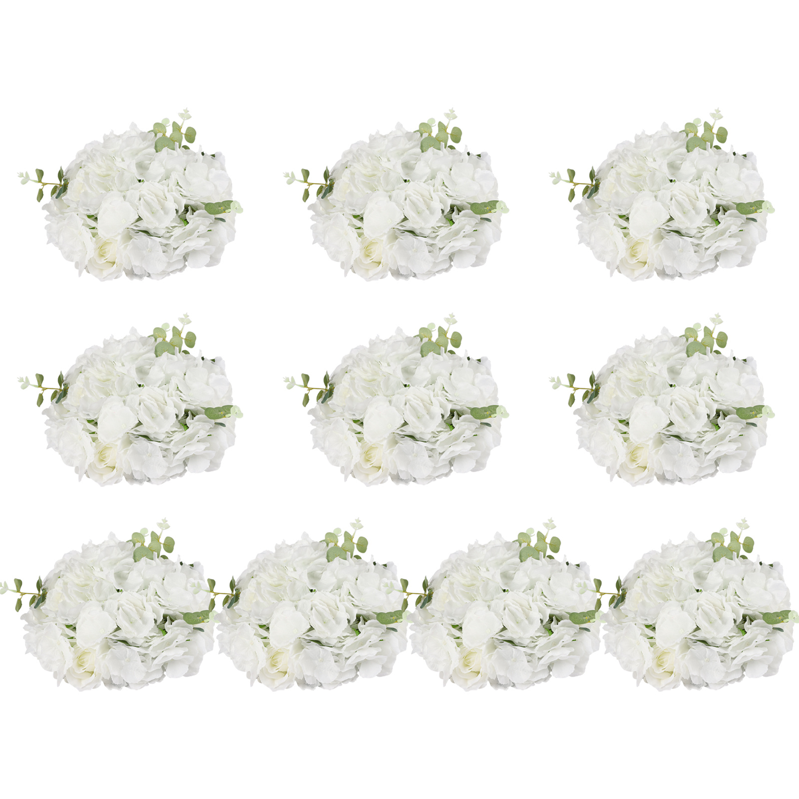 Image of Set Of 10 Handmade White And Plastic Flower Balls, 15.75 Inches, For Weddings, Birthdays, And Christmas Party Decorations