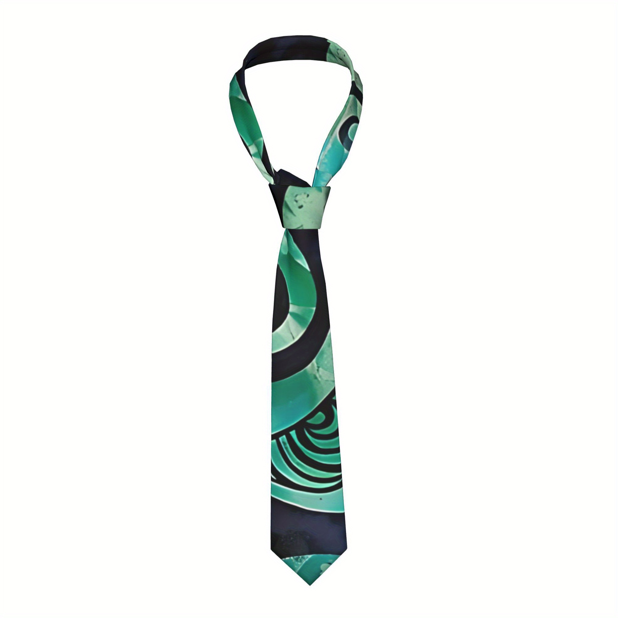 TEMU 1pc New Zealand Maori Paua Tie - Soft Koru Symbol Necktie Suitable For Weddings, Parties & Casual Wear - Machine Washable Maori Cultural