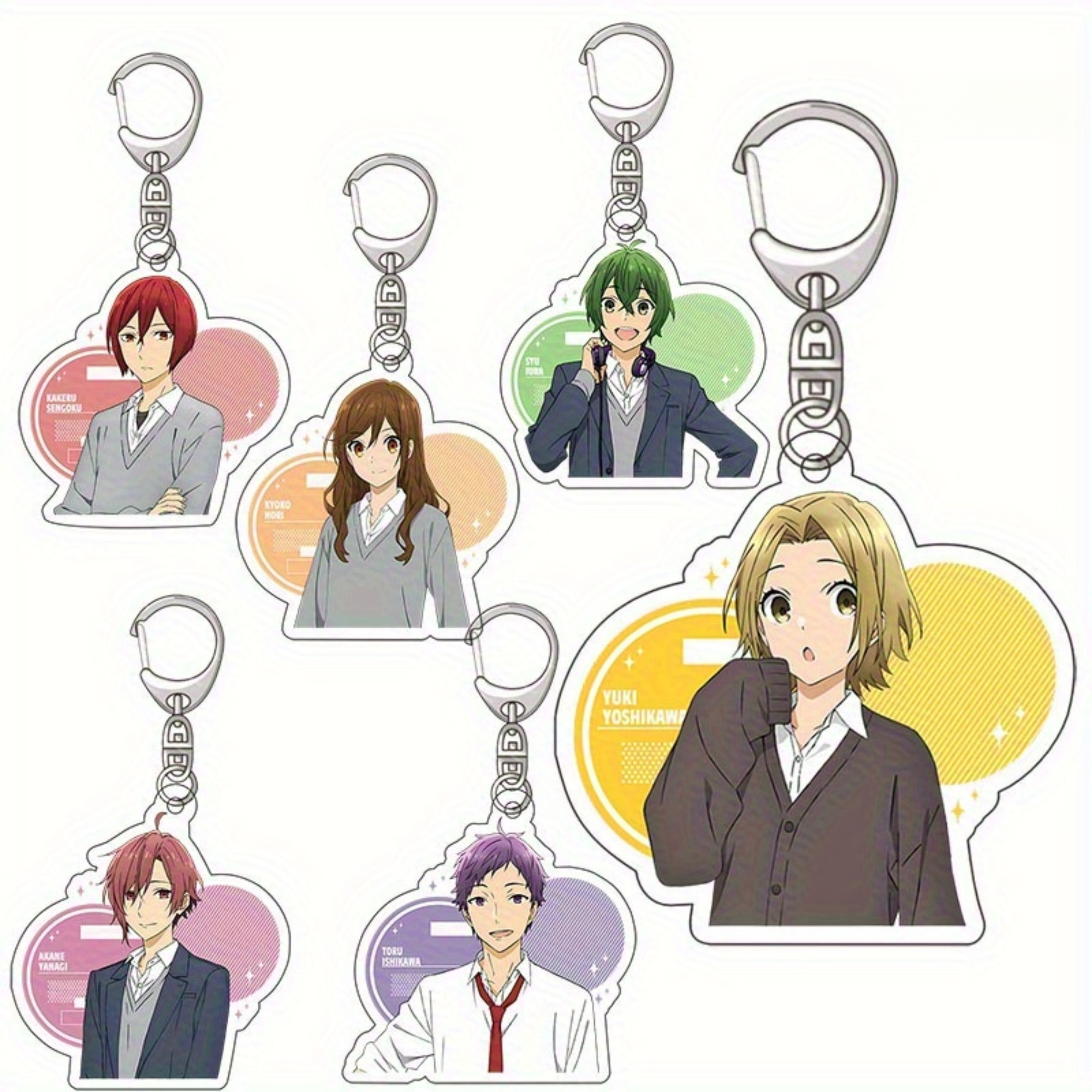 TEMU 2d Flat, Gift For Her/him 2d Flat Keyring Packs, Cartoon Keychains, Double-sided Design, Tassel Pendant - With Green Hair And Blue Jacket, Anime