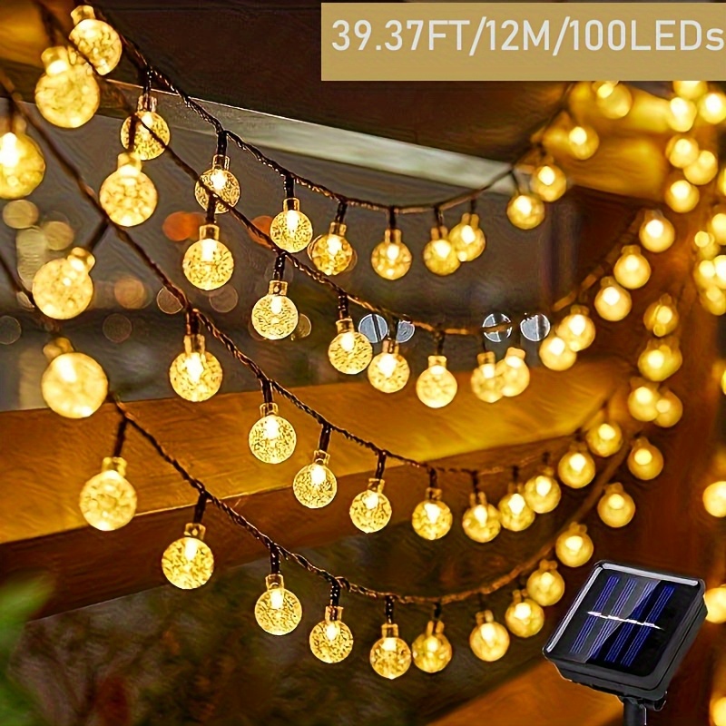TEMU 1 Set Of /100 Led Solar Bubble Lights, Light Strings, Suitable For Garden, Camping, Lawn, Flower Bed, Roadside, Wedding And Festival Decoration,