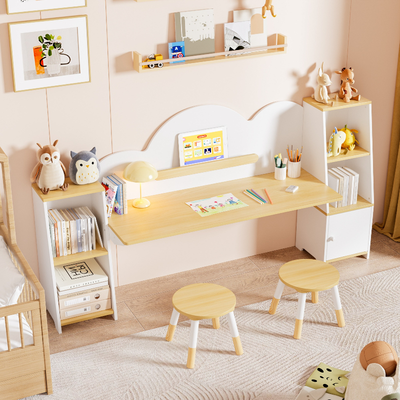 kids study desk with bookshelves and 2 stools kids desk and chair set with 5 storage cabinets