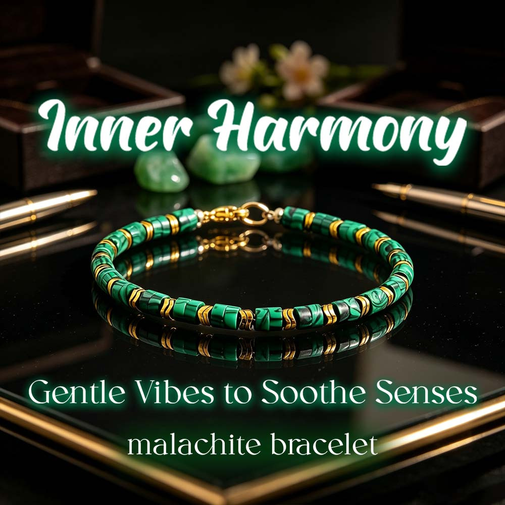 TEMU 1pc Gentle Vibes To Soothe Malachite Bracelet Stone Disc Bead Bracelet