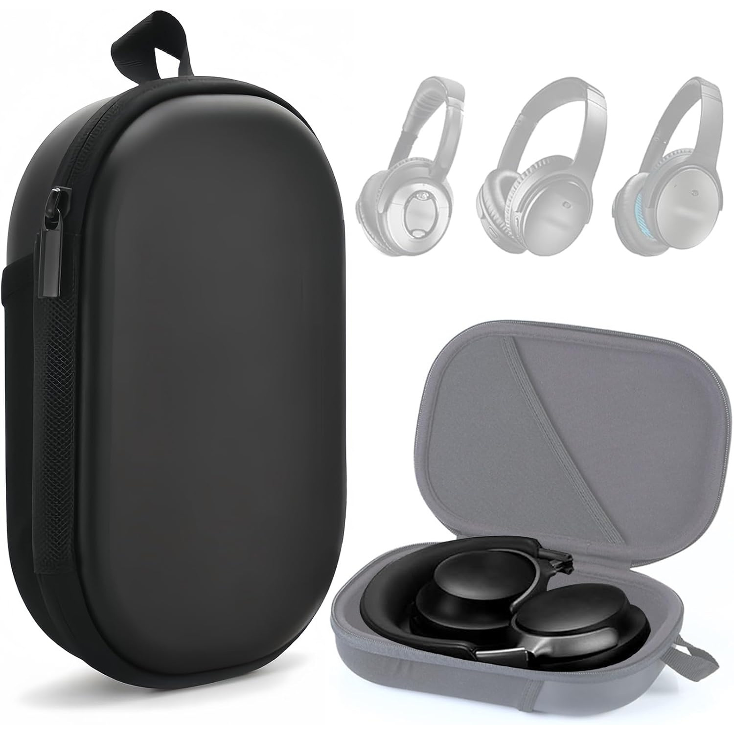 Hartschalen-Kopfhrer-Etui fr * QC45 II/* II/*/QC15/Ultra Gaming Headset |  PU Stofeste Reise-Tragetasche mit Kabel- & Zubehr-Aufbewahrung