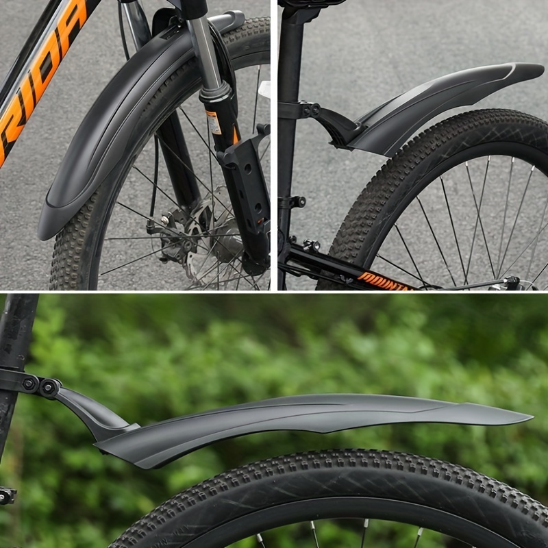 Set of Mountain Bike Fenders - Black Plastic, Compatible with Any Bicycle, Comes with 2 Fenders, Mounting Brackets, And Screws