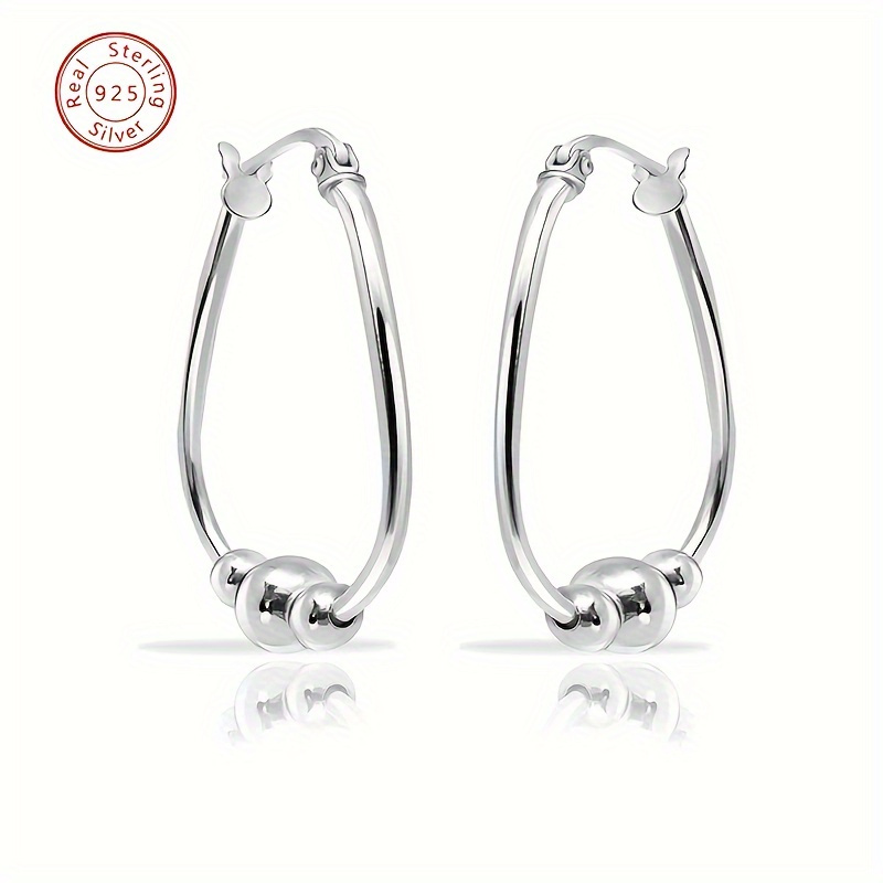 925 silver womens silver earrings fashionable hanging round earrings   womens jewelry casual attire party banquet jewelry birthday gifts valentines day christmas gifts gift box Product details 1