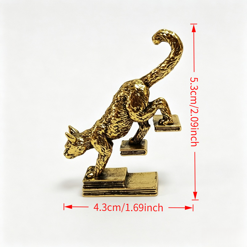 TEMU Livre Doré Vintage avec Figurine de Statue de Chat, Artisanat Créatif de Chaton, Décoration d'Intérieur Élégante, Cadeau de Fêtes