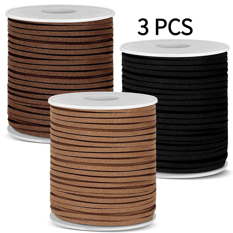 TEMU 3 pezzi Nastro in e in Pelle Adatti per Creazione di Gioielli, Spago in Pelle per Artigianato, Lacci per , Cordino Non Elastico per Braccialetti