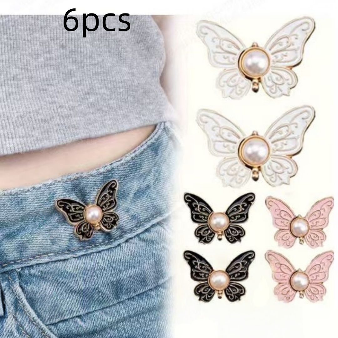 TEMU Lot de 6 pièces (ensemble de 6 pièces) Boucle de ceinture papillon - Boutons-pression amovibles et réglables outil, élastique couture adapté aux