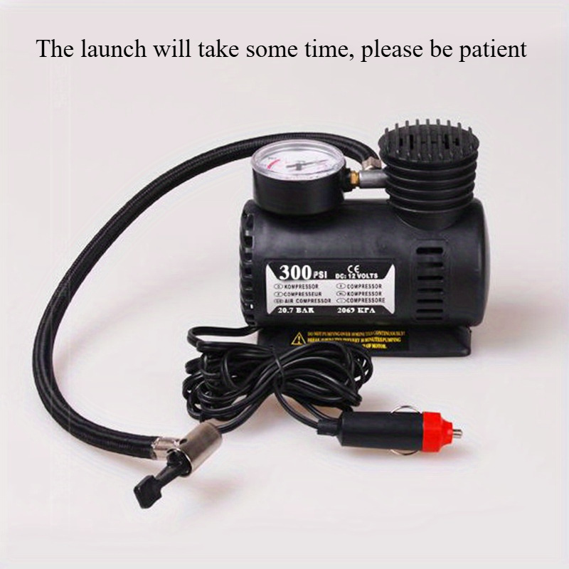 

Portable 12v-300psi Car Air Compressor - Tire Pump For Cars, Bicycles And Balls - Slow Charging Mode