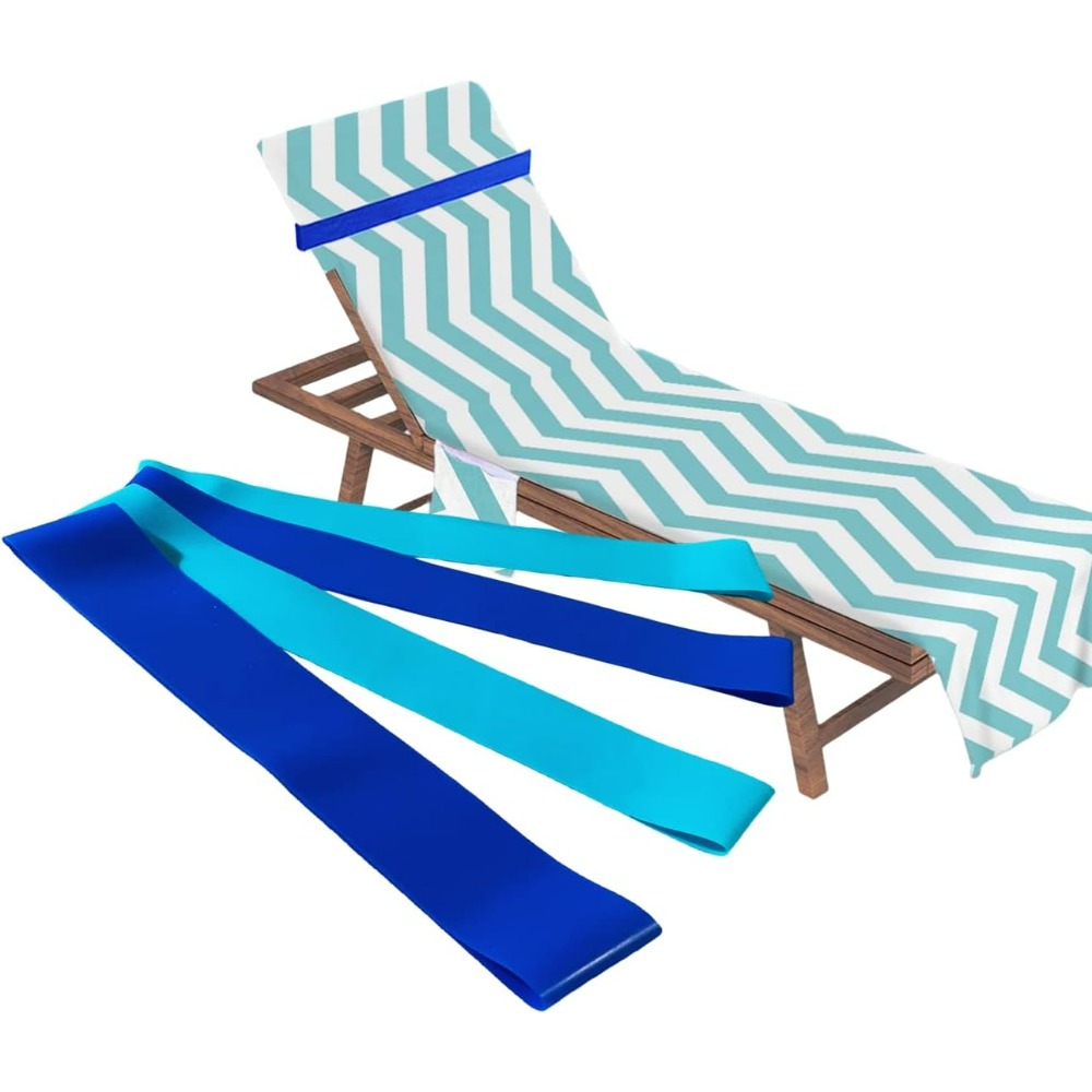 Image of 4 Bands, Towel Bands For Beach Chair, Rubber Towel Clips For Pool Chair, Must Haves Beach & Cruise Accessories, Towel Holder For Cruise Chairs, Alternatives For Towel Clips