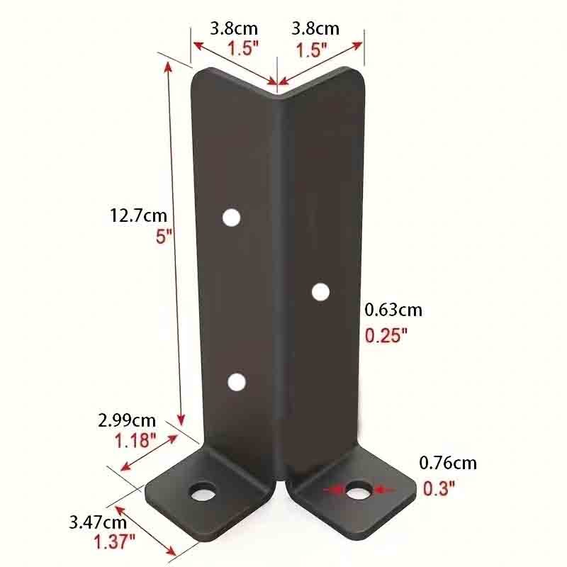 TEMU 2pcs Adjustable Post Base Brackets For Heavy-duty Wooden Fence Pergola, Black Half Post Deck Post Anchors, Suitable For Deck Railings And