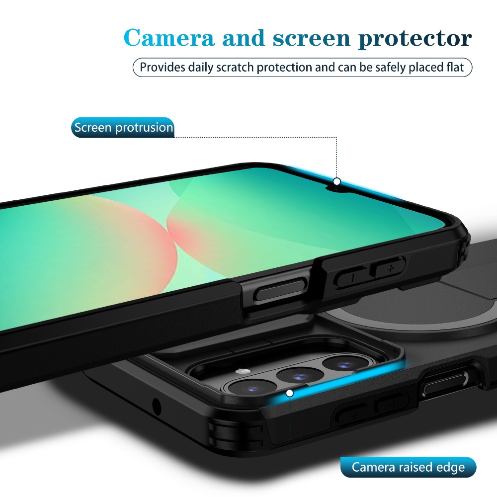 Phone Case - Compatible Phone Case for Samsung for Galaxy A16/A17/A26/A36/A56 Featuring a Sliding Camera Cover, Magnetic Kickstand, Wireless Charging Capability, And Drop Protection