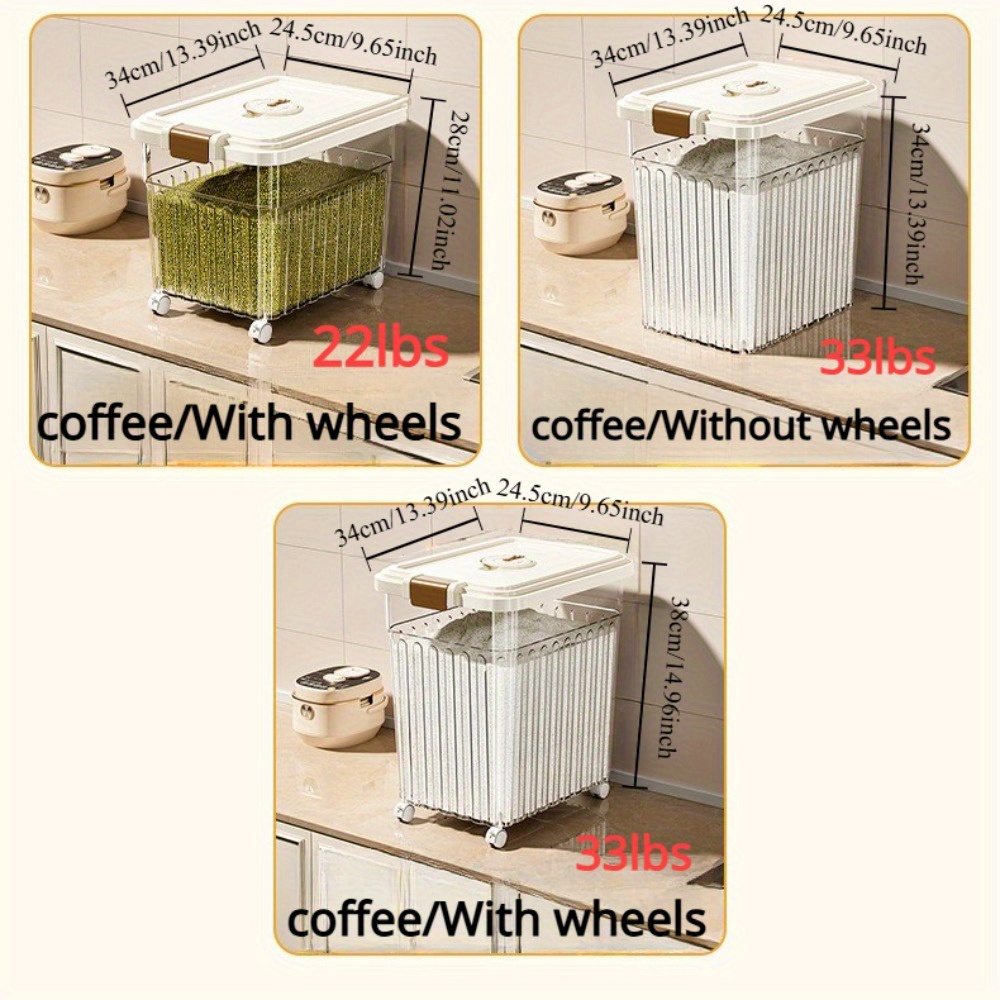 airtight rice dispenser 11 22 33lb capacity moisture resistant food storage container for rice     flours durable pp material easy clean kitchen noodle bucket   sealed rice storage box Product details 7