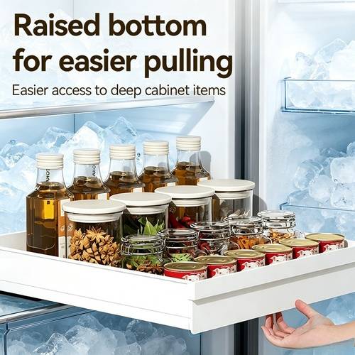 1pc no drill pull out organizer tray slide out saving cabinet organizer for kitchen bathroom under sink closet freezer shelf