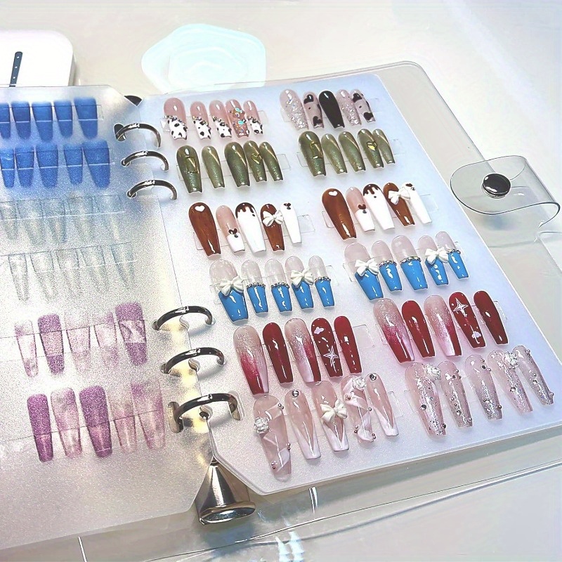 

Press-on Nail Storage Organizer - Binder With Nail Tape Holder, Plastic Nail Display Book For Salon And Home Use