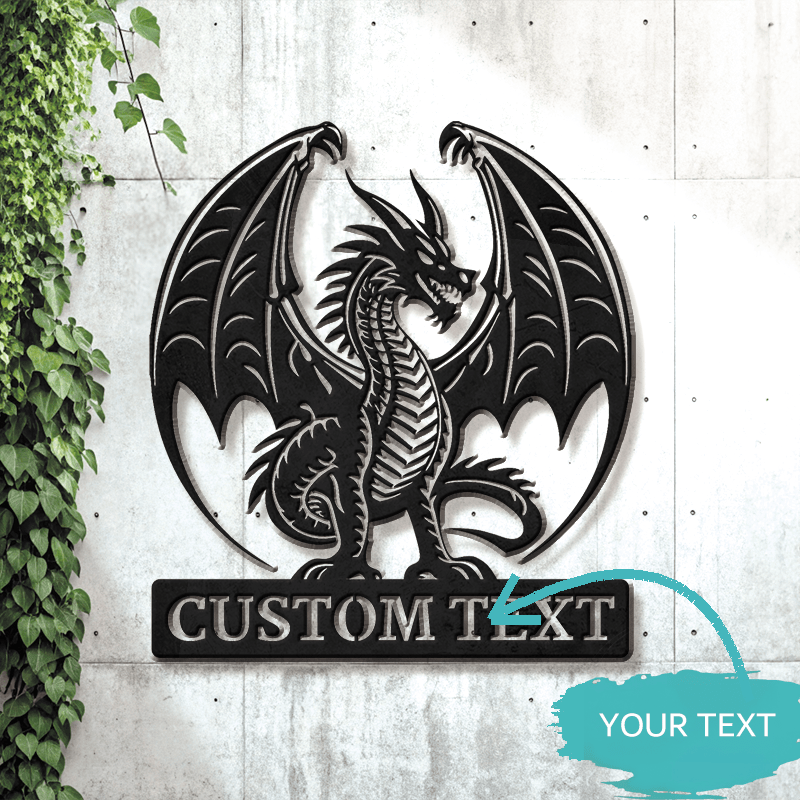 

Personalized Dragon Metal Sign - Custom Text, Wall Art For Decor, Indoor/outdoor Use, Unique Theme Gift