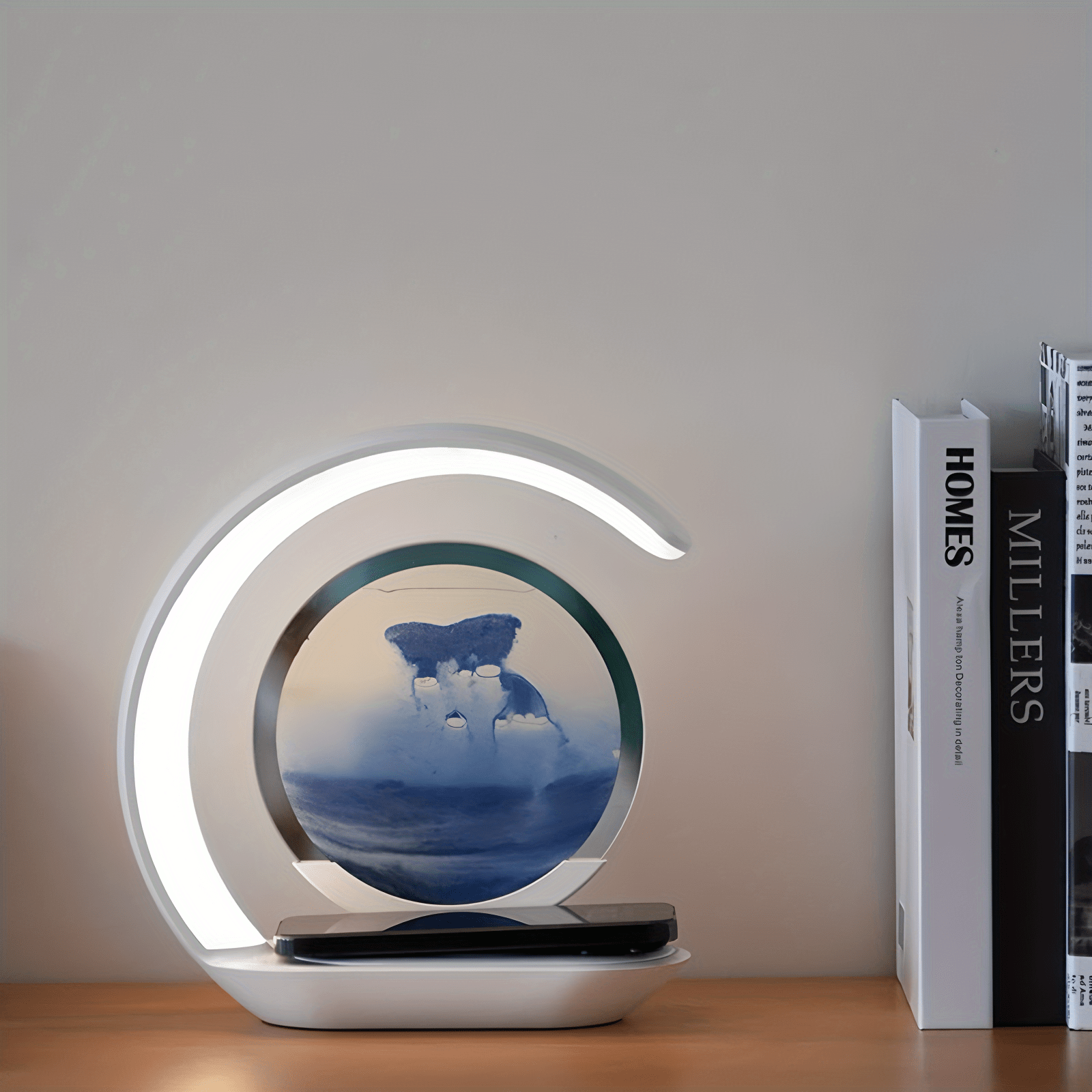 new quicksand painting night light mobile phone wireless table lamp desktop decoration atmosphere night light details 4