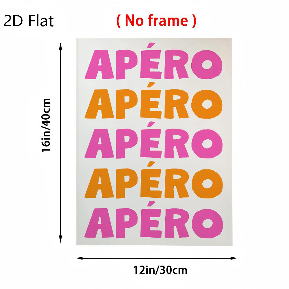 TEMU mural plat 2D cadre français moderne - Peinture sur toile multi-tailles adaptée, Décoration pour chariot de bar et apéro, Thème cocktail adapté