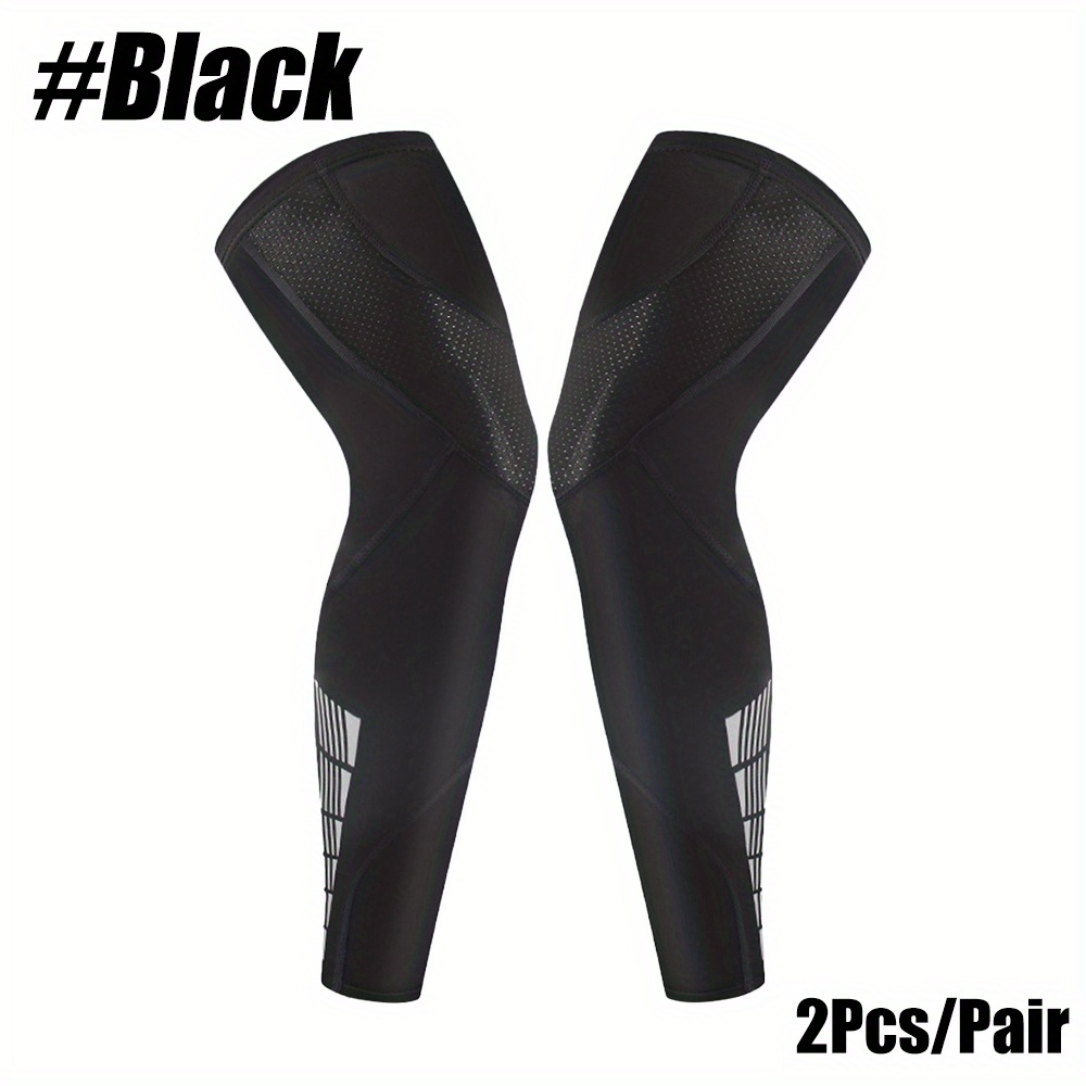 TEMU 2pcs/pair Full Leg Compression Sleeves, Anti-slip Silicone Strip Long Knee Leg Covers, Breathable Sports Compression Leg Sleeves For Men Women