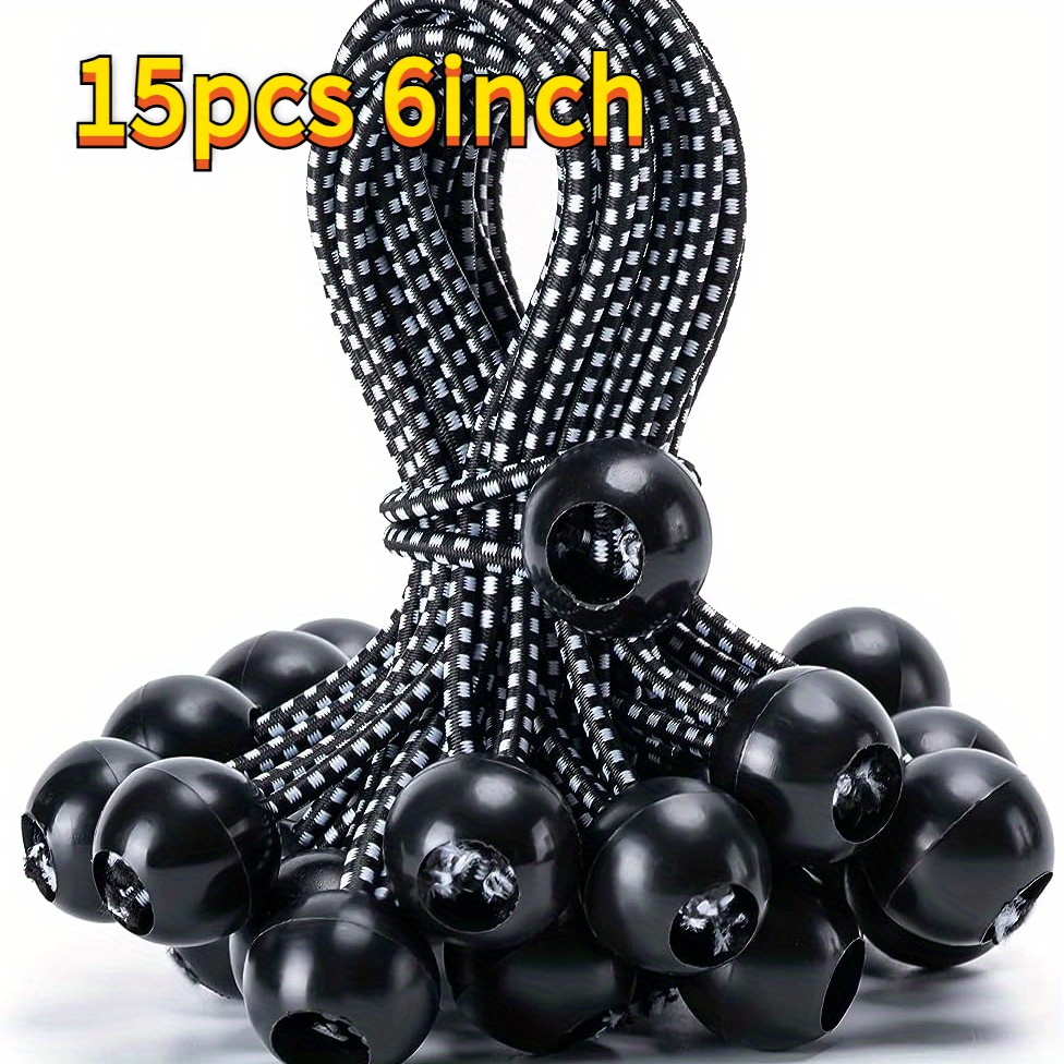 E-shop 15 Stück 6/9-Zoll Hochleistungs-Bungee-Bälle – Vielseitige elastische Spanngurte für Planen, Zeltdächer, Campingausrüstung, Ladung