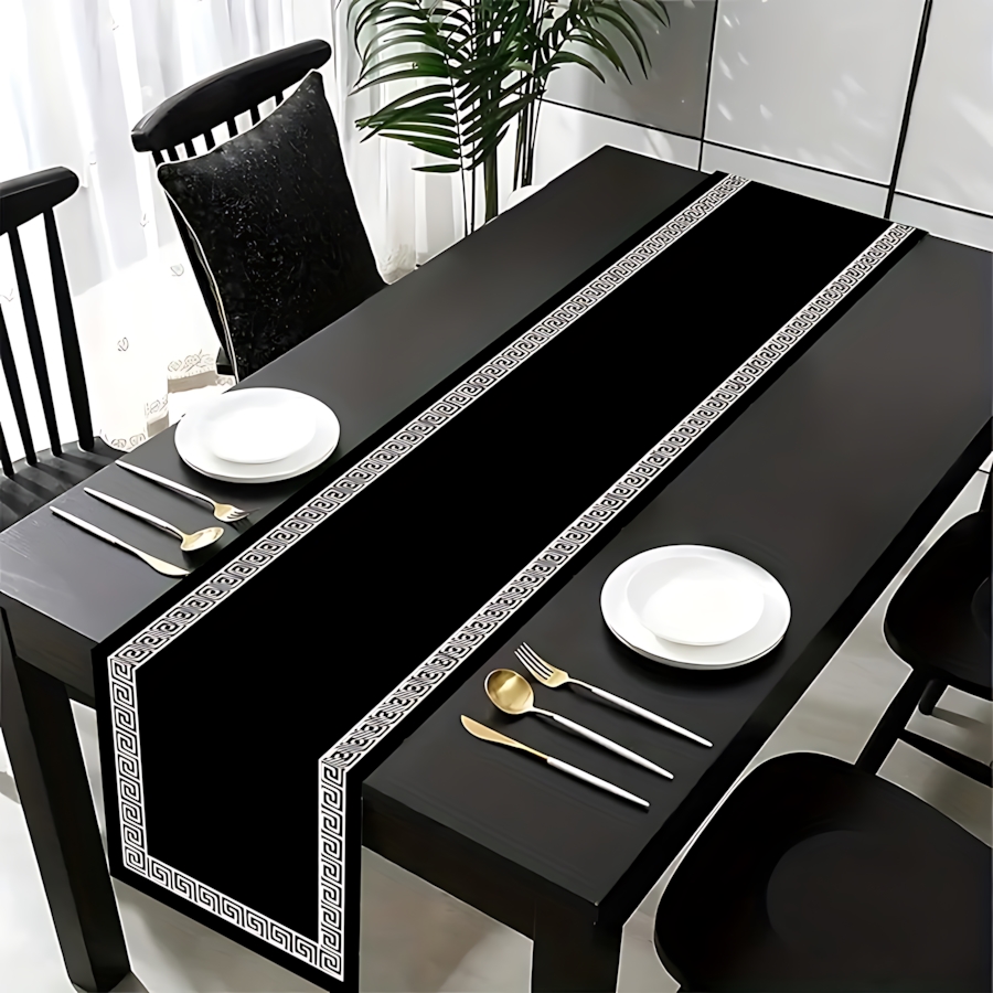 TEMU 1pc Black And White Striped Polyester Tablecloth Classic Striped Tablecloth Style Individual Kitchen Dining Table Decoration Home Decoration