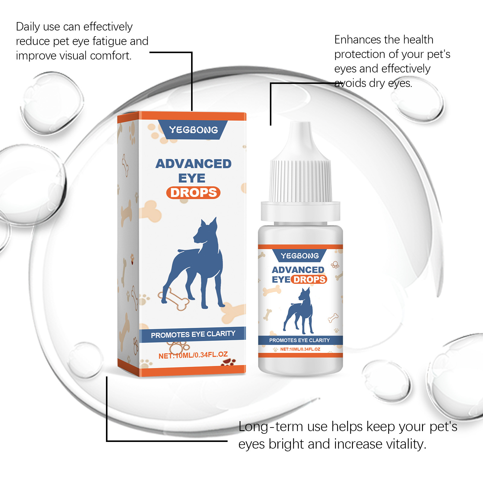 Yegbong Advanced Eye Drops for Dogs, 10ml/0.34fl.oz, Promotes Eye Clarity, Premium Pet Eye Care Solution, Effective Eye Health Support for Canine, High - Quality Dog Eye Drops for Global Pet Owners