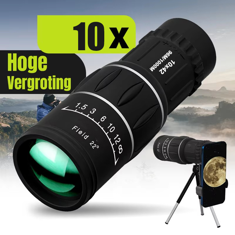 10X42 High Power Monocular Telescope with Prism Durable Manual Focus  Multi-Coated Optics for Hiking, Bird Watching, Camping, Trave
