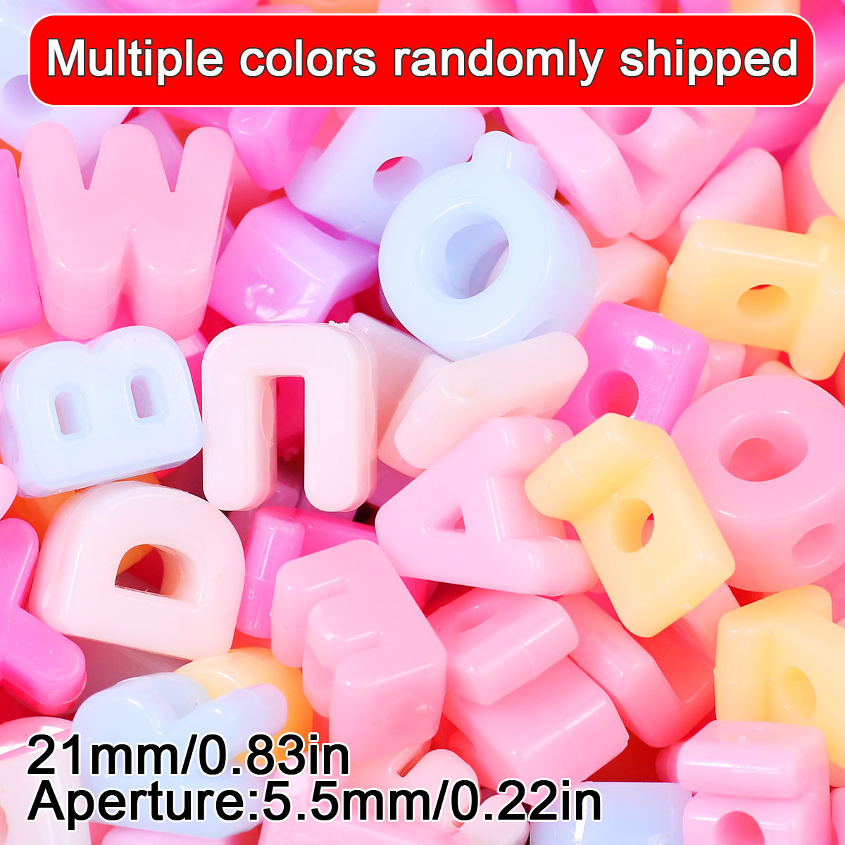 TEMU Décorations de perles lettres en acrylique 21 mm, couleur/style aléatoires, perles et assortiments de perles pour art DIY/accessoires de