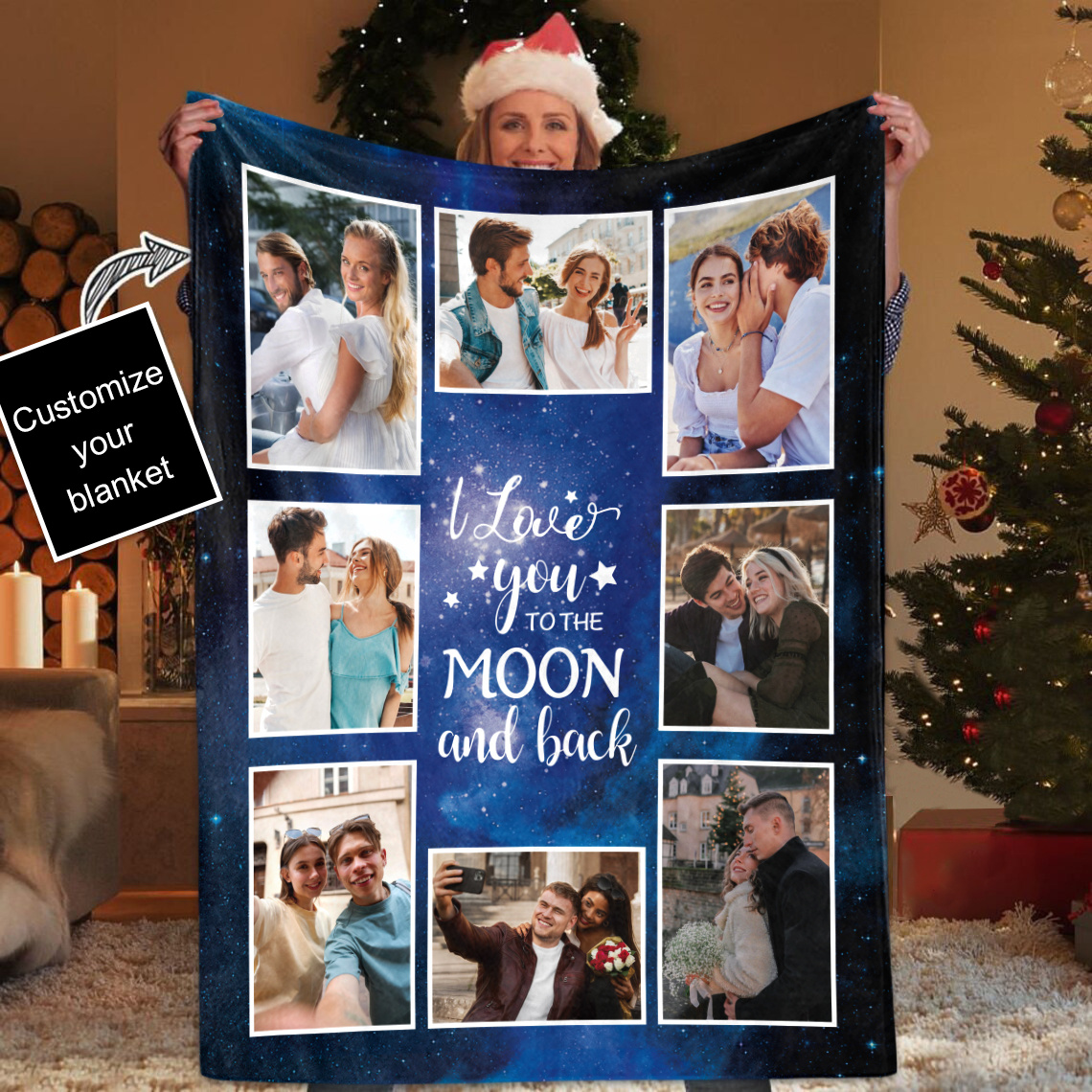 Personalized Flannel Throw Blanket, Family Photo Collage