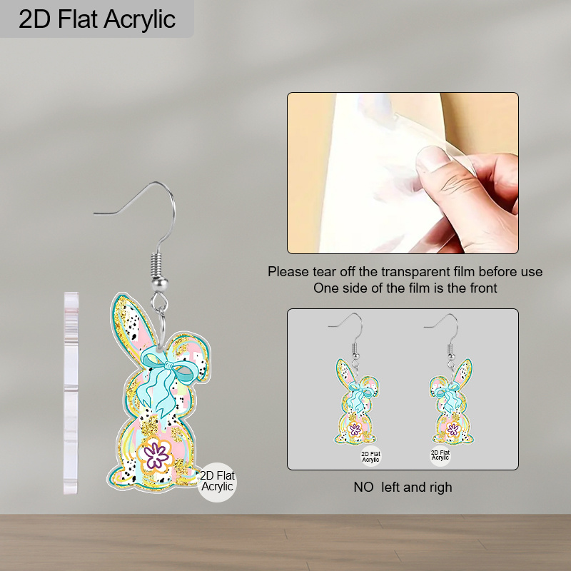 Bunny Bow Lightweight Acrylic Earrings, Easter Party Accessories