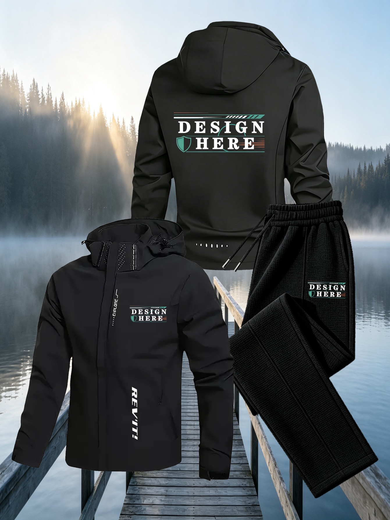 Men's Custom Autumn Winter Hooded Jacket and Pants Set