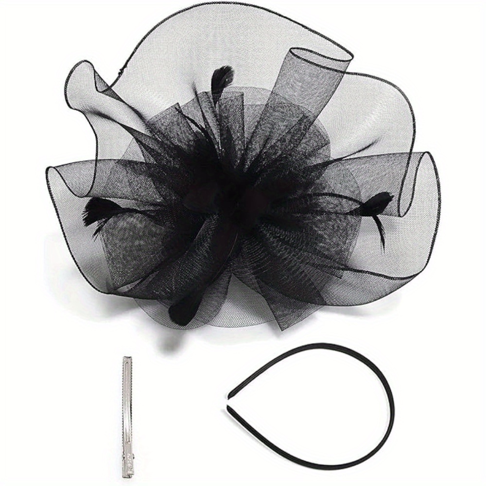 fascinator hat floral feather pillbox derby hats women - Temu display picture 1