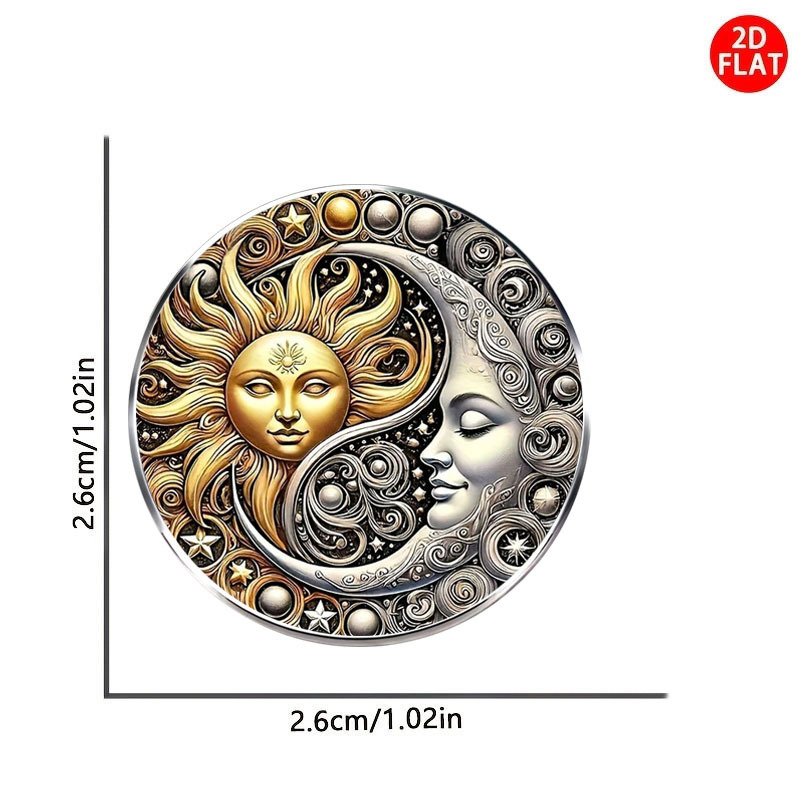 Retro Sun and Moon Stainless Steel Brooch