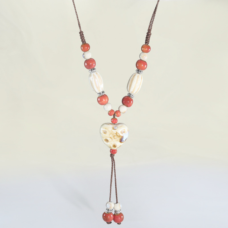 3pcs Colorful Long Macrame Ceramic Necklaces Set