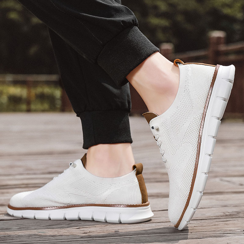 Men'S Breathable Knit Running Sneakers - MD Sole, Lace-Up, Low-Top Casual Athletic Shoes for All Seasons, Outdoor Activity Footwear | Fashion Sneakers | Lace-Up Closure