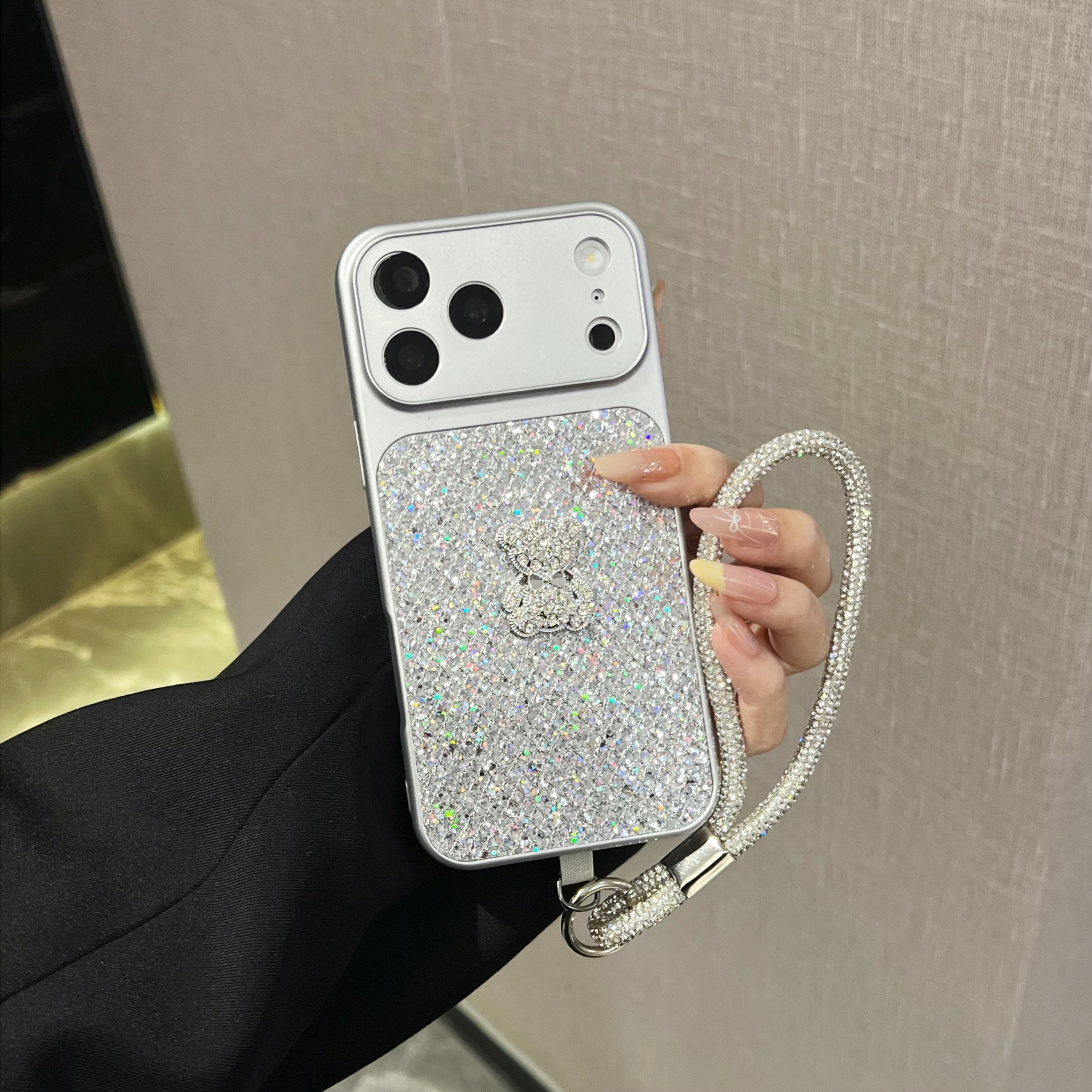 Artikelbild handyhülle - handyhülle mit  -muster und glitzerndem bär, kompatibel mit iphone 17 pro max