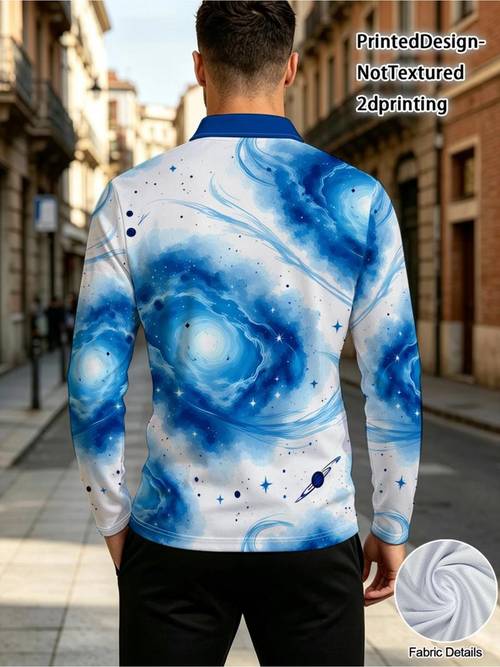 mens novelty shirt watercolor space print polyester material mixed color multiple sizes stylish comfortable suitable for daily wear casual