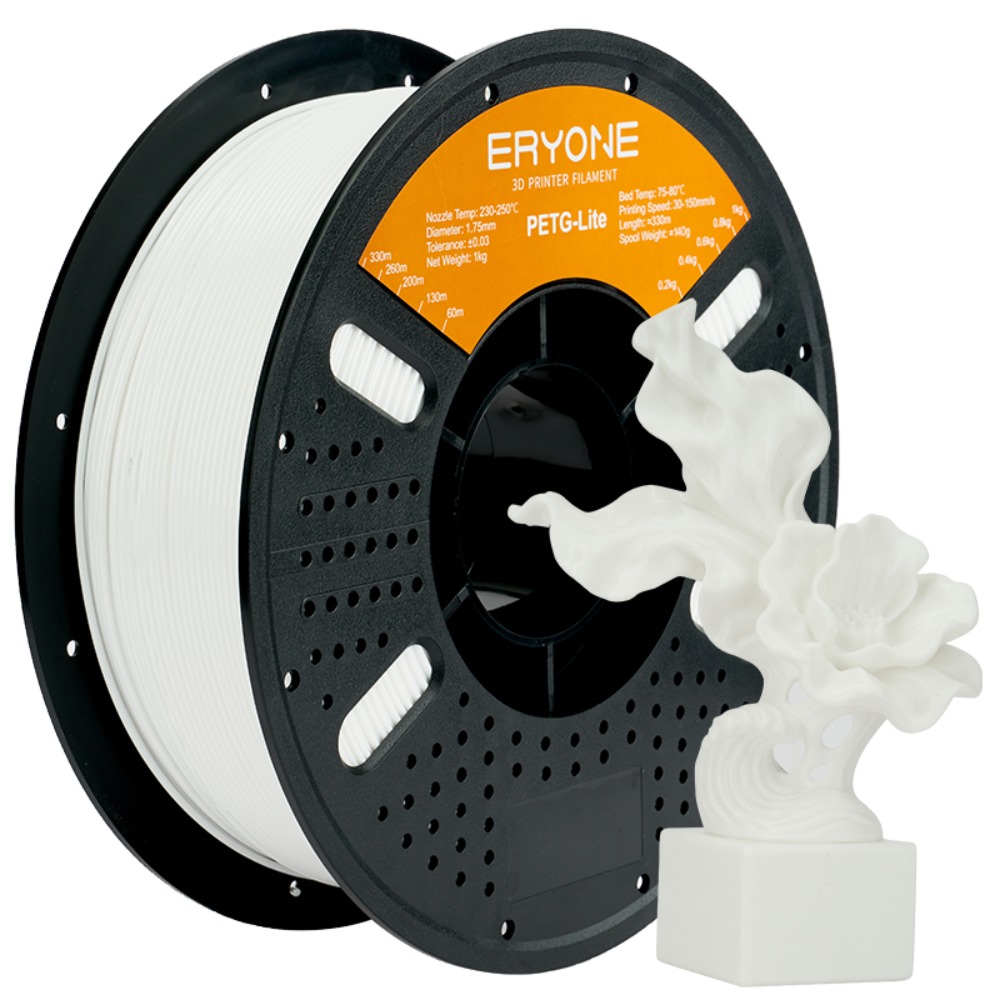 Eryone Petg Lite 3d Printing Supplies Filament For 3d Printer, 4 Rolls(4kg Total), 1.75mm +/-0.03mm Tolerance, Smooth Feeding