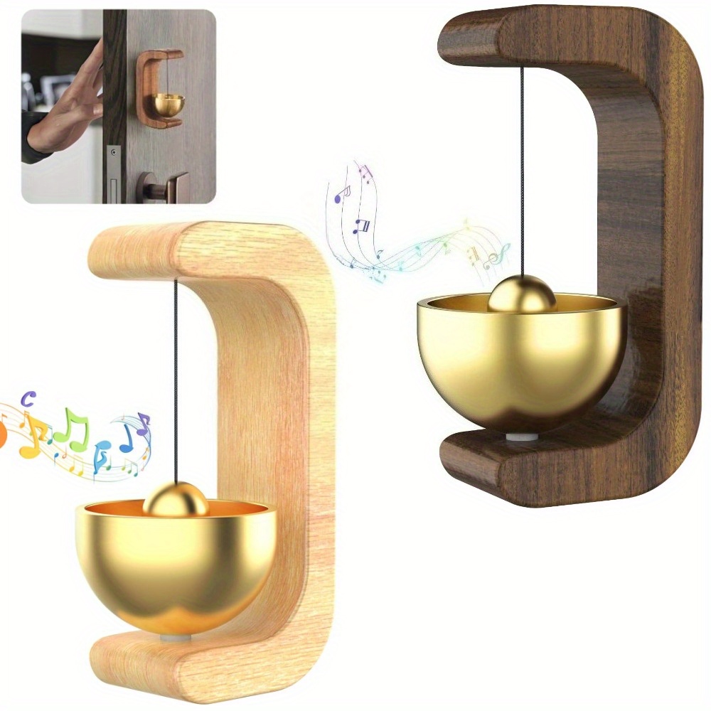 natural wood brass magnetic doorbell with wind chime battery free dopamine bell for   bedroom and entryway decor