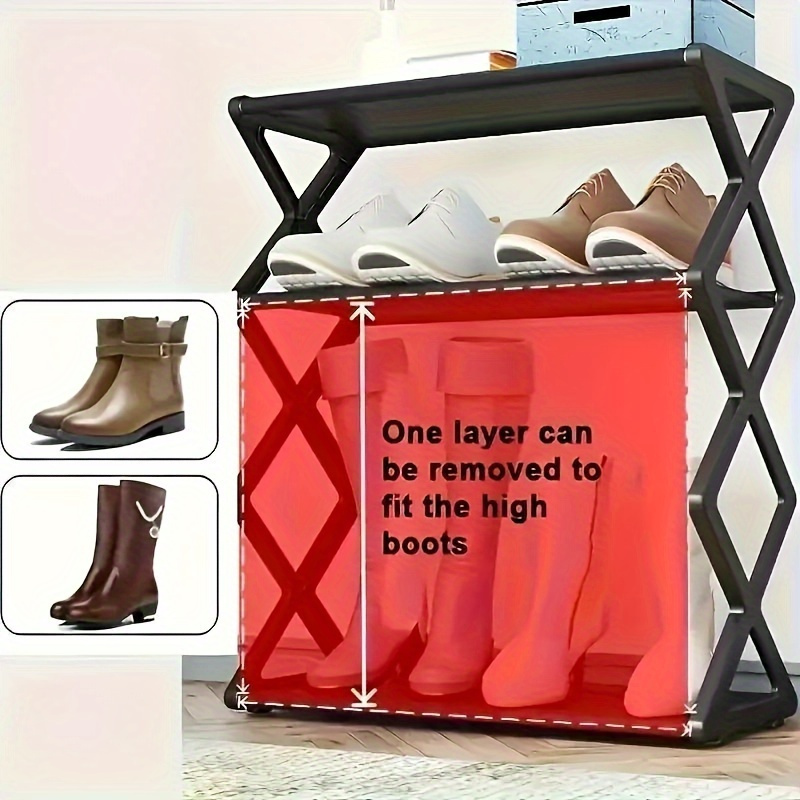 4 layer retro style folding shoe rack space saving 12 pair shoe storage box no electricity required foldable shoe rack for living room home balcony storage shelf bedroom assembly shoe cabinet shoe rack multi layer folding simple details 5