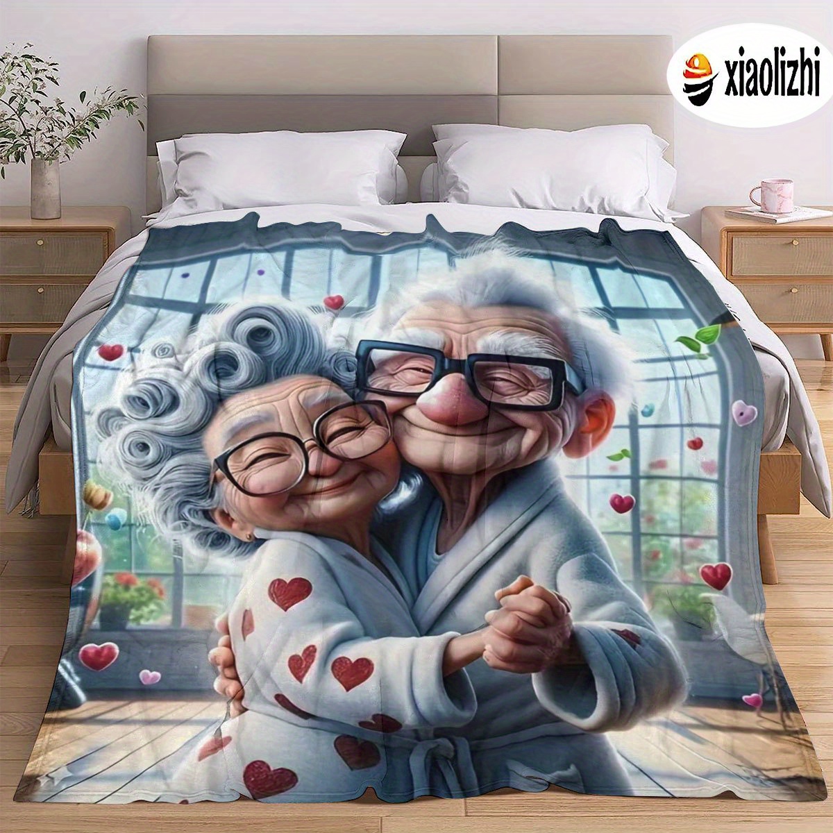 

1pc Cozycuddle Romantic Couple Flannel Fleece Throw Blanket, Knitted Polyester, , Lightweight For Bed, Travel, Camping, Living Room, Office, Sofa, Chair - 200-250gsm