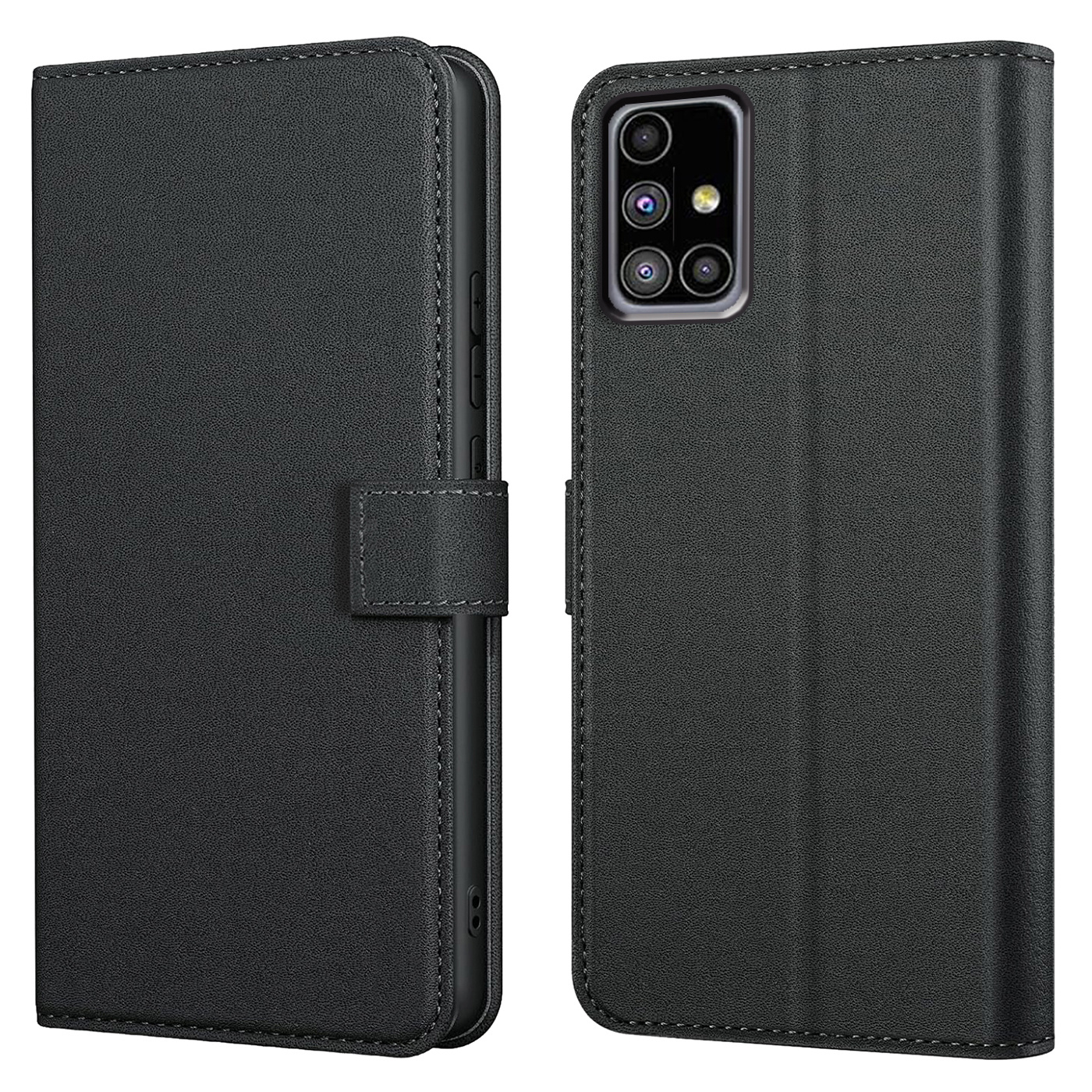 TEMU Phone Case: Compatible With For Galaxy M31s Case With Kickstand Black Pu Leather Card Slot Flip Protective Phone Case Cover