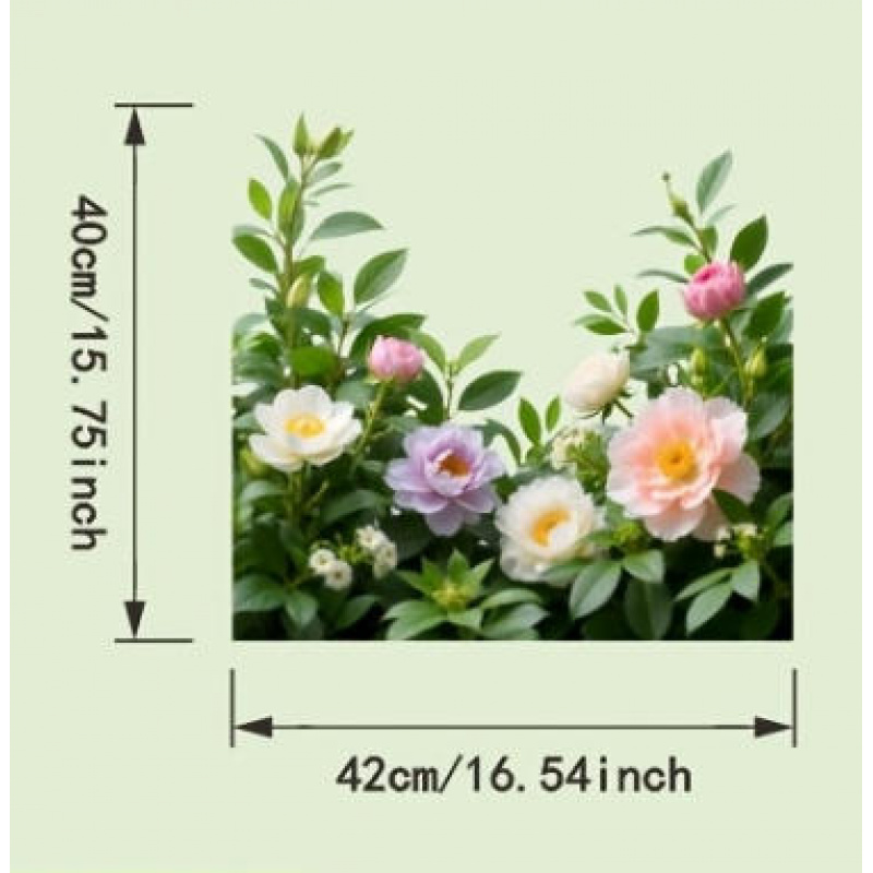 TEMU 1pc Spring Peony And Rose Mixed Flower Window Cling, Pet Static Cling Glass Film, No Residue, No Adhesive , Self-adhesive And Removable,