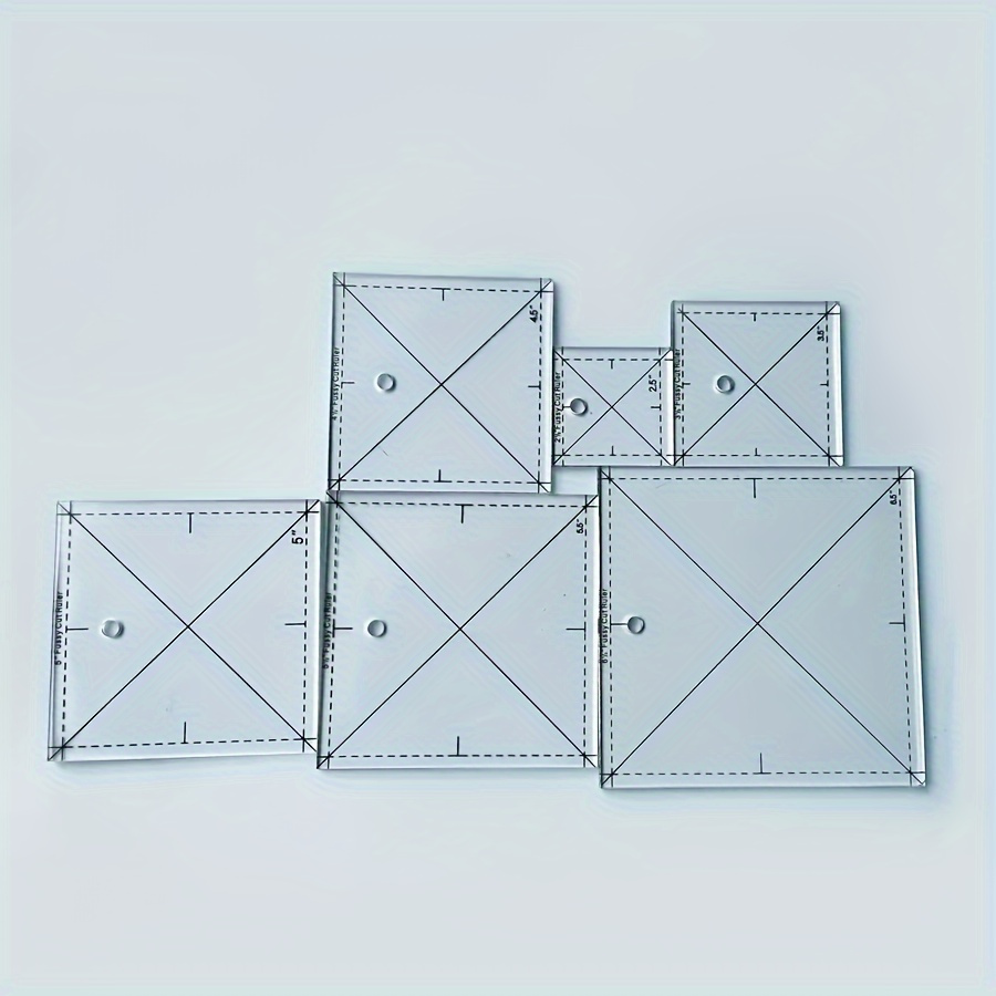 TEMU 6pcs Acrylic Sewing Template Set, Transparent Square Ruler For Design And 6 Sizes Of Sewing Templates